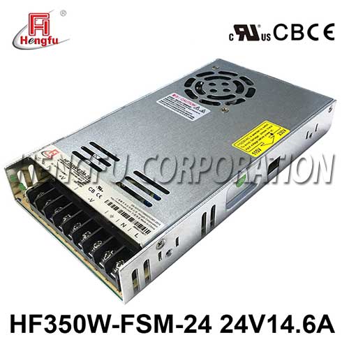 衡孚HF350W-FSM-24新品110V/220VAC转DC24V14.6A单路超薄开关电源