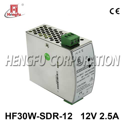 衡孚电源HF30W-SDR-12开关电源DC12V2.5A单路输出宽电网导轨电源