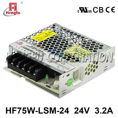 衡孚电源HF75W-LSM-24宽电网直流DC24V3.2A单路输出超薄型开关电源