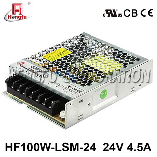 新品衡孚HF100W-LSM-24宽电网DC24V4.5A单路输出超薄型开关电源
