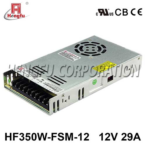 衡孚HF350W-FSM-12新品110V/220VAC转DC12V29A单路超薄型开关电源